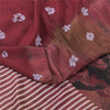 Sanskriti Vintage Sarees Dark Red Pure Crepe Silk Printed Sari 6yd Craft Fabric