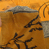 Sanskriti Vintage Sarees Yellow Pure Crepe Silk Printed Sari 5yd Craft Fabric