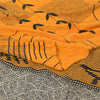 Sanskriti Vintage Sarees Yellow Pure Crepe Silk Printed Sari 5yd Craft Fabric