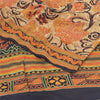 Sanskriti Vintage Sarees Orange 100% Pure Crepe Silk Print Sari 5yd Craft Fabric