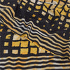 Sanskriti Vintage Sarees Yellow/Black Pure Crepe Printed Sari 5yd Craft Fabric