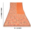 Sanskriti Vintage Sarees Peach/Orange Pure Crepe Silk Printed Sari Craft Fabric