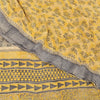 Sanskriti Vintage Sarees Yellow Pure Crepe Silk Printed Sari 5yd Craft Fabric