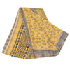 Sanskriti Vintage Sarees Yellow Pure Crepe Silk Printed Sari 5yd Craft Fabric