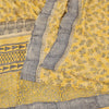 Sanskriti Vintage Sarees Yellow Pure Crepe Silk Printed Sari 5yd Craft Fabric