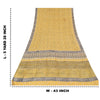 Sanskriti Vintage Sarees Yellow Pure Crepe Silk Printed Sari 5yd Craft Fabric