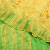 Sanskriti Vintage Sarees Yellow/Green Pure Crepe Silk Printed Sari Craft Fabric