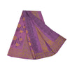 Sanskriti Vintage Sarees Purple Pure Crepe Silk Printed Sari 5yd Craft Fabric