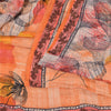 Sanskriti Vintage Sarees Orange Pure Crepe Silk Printed Sari 6yd Craft Fabric