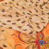 Sanskriti Vintage Sarees Peach Hand Beaded Pure Crepe Silk Print Sari 5yd Fabric