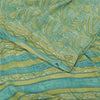 Sanskriti Vintage Sarees Yellow/Green Pure Crepe Silk Printed Sari 5yd Fabric