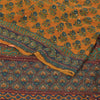 Sanskriti Vintage Sarees Saffron Hand Beaded Pure Crepe Silk Printed Sari Fabric