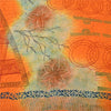 Sanskriti Vintage Sarees Orange/Cream Pure Crepe Printed Sari 5yd Craft Fabric