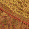 Sanskriti Vintage Sarees Pale Yellow Pure Crepe Silk Print Sari 6yd Craft Fabric