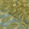 Sanskriti Vintage Sarees Green Pure Crepe Silk Printed Sari 5yd Craft Fabric