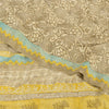 Sanskriti Vintage Sarees Shades of Cream Pure Crepe Silk Printed Sari 5yd Fabric