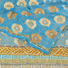 Sanskriti Vintage Sarees Blue Embroidered Pure Crepe Silk Print Sari 5yd Fabric