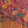 Sanskriti Vintage Sarees Embroidered Pure Crepe Silk Print Sari 5yd Craft Fabric