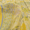 Sanskriti Vintage Sarees Pale-Yellow Pure Crepe Silk Print Sari 5yd Craft Fabric