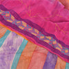 Sanskriti Vintage Sarees Multi 100%Pure Crepe Silk Printed Sari 5yd Craft Fabric