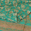 Sanskriti Vintage Sarees Green Embroidered Pure Crepe Silk Print Sari 5yd Fabric