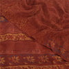 Sanskriti Vintage Sarees Orange Pure Crepe Silk Printed Sari 5yd Craft Fabric