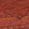 Sanskriti Vintage Sarees Orange Pure Crepe Silk Printed Sari 5yd Craft Fabric