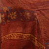 Sanskriti Vintage Sarees Orange Pure Crepe Silk Printed Sari 5yd Craft Fabric