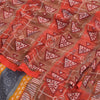 Sanskriti Vintage Sarees Red Indian Pure Crepe Silk Print Sari 5yd Craft Fabric