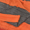 Sanskriti Vintage Sarees Black/Orange Pure Crepe Silk Print Sari Craft Fabric