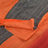 Sanskriti Vintage Sarees Black/Orange Pure Crepe Silk Print Sari Craft Fabric