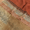 Sanskriti Vintage Sarees Orange Pure Crepe Silk Printed Sari 5yd Craft Fabric