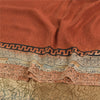 Sanskriti Vintage Sarees Orange Pure Crepe Silk Printed Sari 5yd Craft Fabric