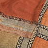 Sanskriti Vintage Sarees Orange Pure Crepe Silk Printed Sari 5yd Craft Fabric