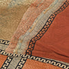 Sanskriti Vintage Sarees Orange Pure Crepe Silk Printed Sari 5yd Craft Fabric