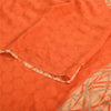 Sanskriti Vintage Sarees Orange Pure Crepe Silk Printed Sari 5yd Craft Fabric