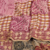 Sanskriti Vintage Sarees Pink Pure Crepe Silk Printed Sari 5yd Craft Fabric