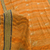 Sanskriti Vintage Sarees Saffron Hand Beaded Pure Crepe Printed Sari 5yd Fabric