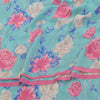 Sanskriti Vintage Sarees Indian Blue Blend Crepe Printed Sari 5yd Craft Fabric