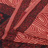 Sanskriti Vintage Sarees Dark Red Pure Crepe Silk Printed Sari 5yd Craft Fabric