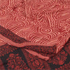 Sanskriti Vintage Sarees Dark Red Pure Crepe Silk Printed Sari 5yd Craft Fabric