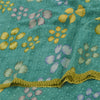 Sanskriti Vintage Sarees Sea-Green Pure Crepe Silk Printed Sari 5yd Craft Fabric