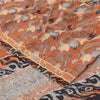 Sanskriti Vintage Sarees Orange Pure Crepe Silk Printed Sari 5yd Craft Fabric