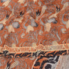 Sanskriti Vintage Sarees Orange Pure Crepe Silk Printed Sari 5yd Craft Fabric