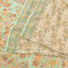 Sanskriti Vintage Sarees Ivory 100%Pure Crepe Silk Printed Sari 5yd Craft Fabric