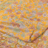 Sanskriti Vintage Sarees Yellow Pure Crepe Silk Printed Sari 5yd Craft Fabric