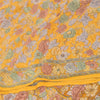 Sanskriti Vintage Sarees Yellow Pure Crepe Silk Printed Sari 5yd Craft Fabric