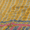 Sanskriti Vintage Sarees Yellow Pure Crepe Silk Printed Sari 6yd Craft Fabric