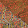 Sanskriti Vintage Sarees Orange/Green Pure Crepe Silk Printed Sari Craft Fabric