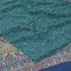 Sanskriti Vintage Sarees Blue/Green Pure Crepe Silk Print Sari 5yd Craft Fabric